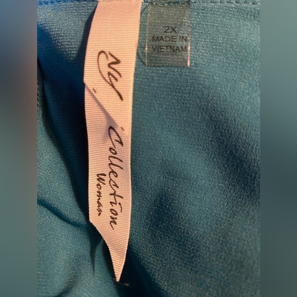 NY Collection Shift Dress, Mini, Sz 2X, XXL, Teal, Pastel, Coastal, NWOT - Picture 4 of 11